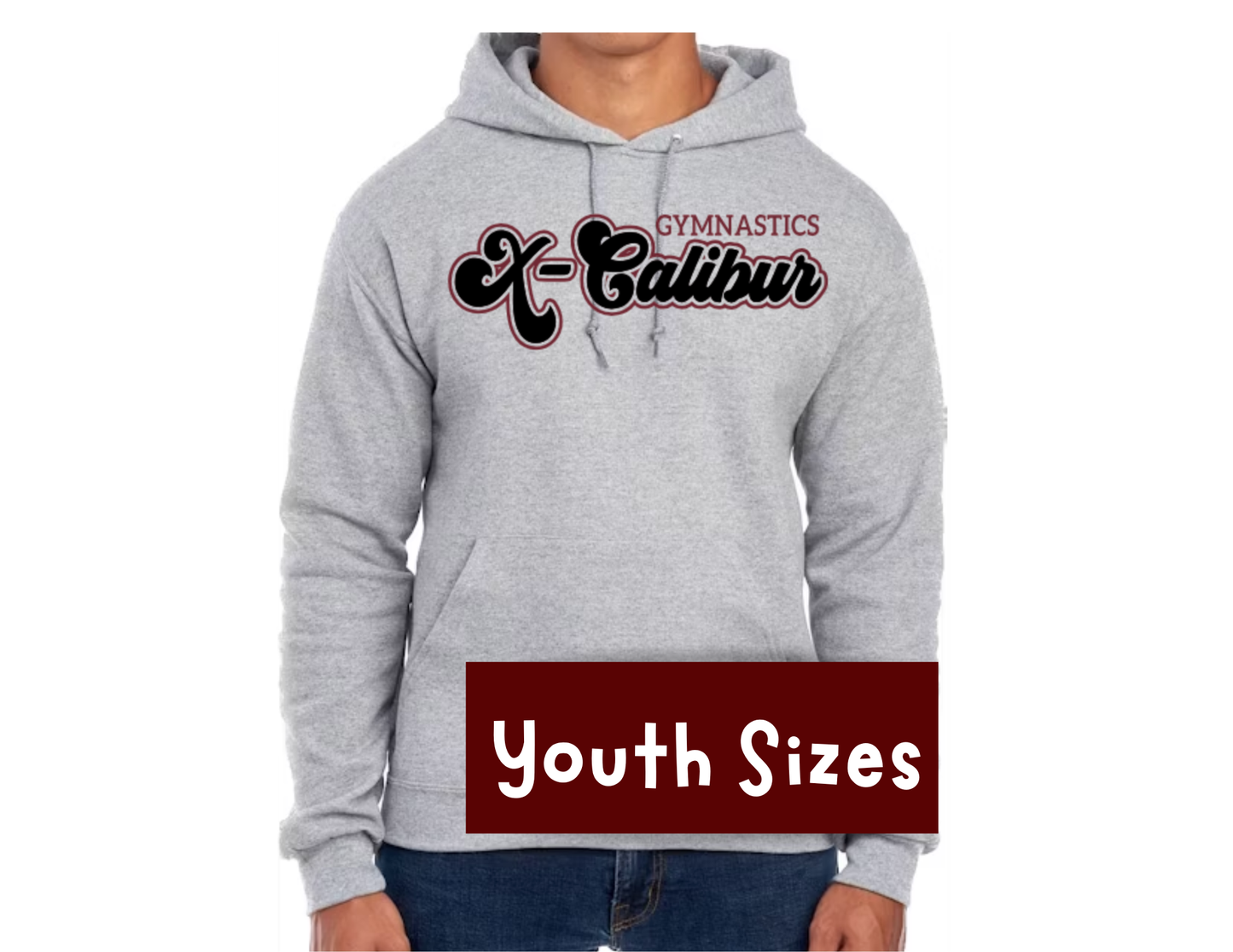 Youth Gymnastics X-Calibur Ash Gray Hoodie Spiritwear 2025