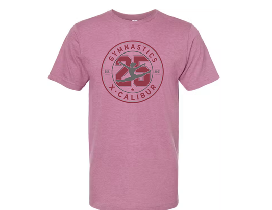 Unisex Adult Gymnastics X-Calibur Light Maroon  25th Anniversary T-shirt Spiritwear 2026
