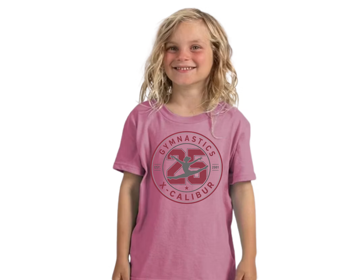 YOUTH Gymnastics X-Calibur 25th Anniversary Light Maroon T-shirt Spiritwear 2026