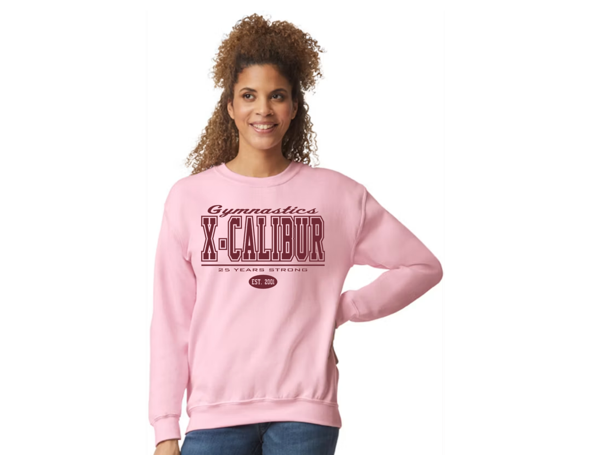 ADULT LIGHT PINK Gymnastics X-Calibur 25 years strong Sweatshirt Spiritwear 2026