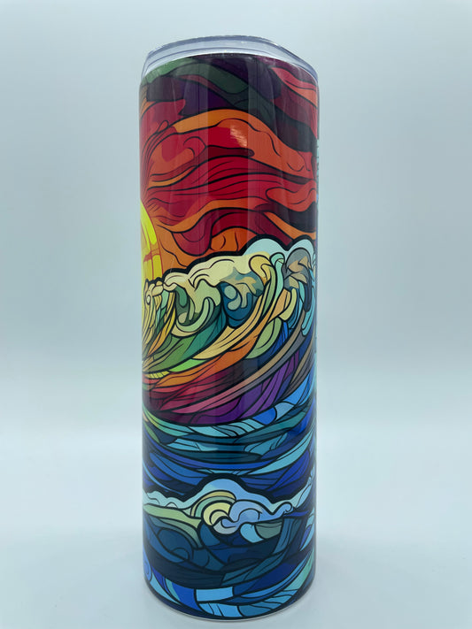 Ocean Wave Stained Glass 3D tumbler
