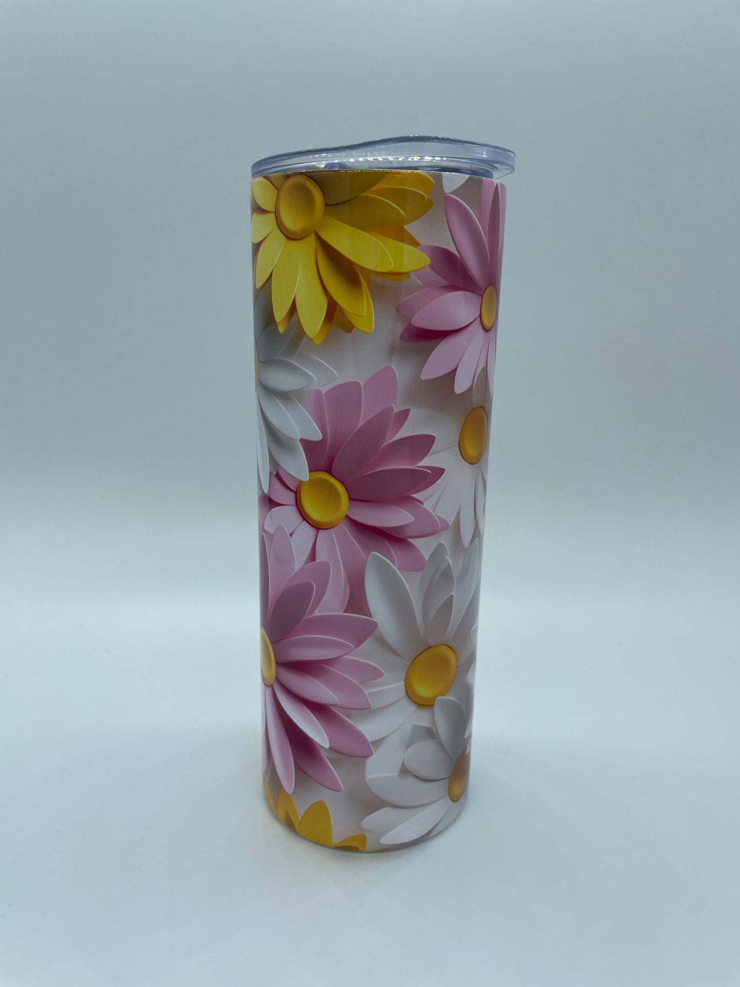 Yellow, Pink and White Floral 3D tumbler