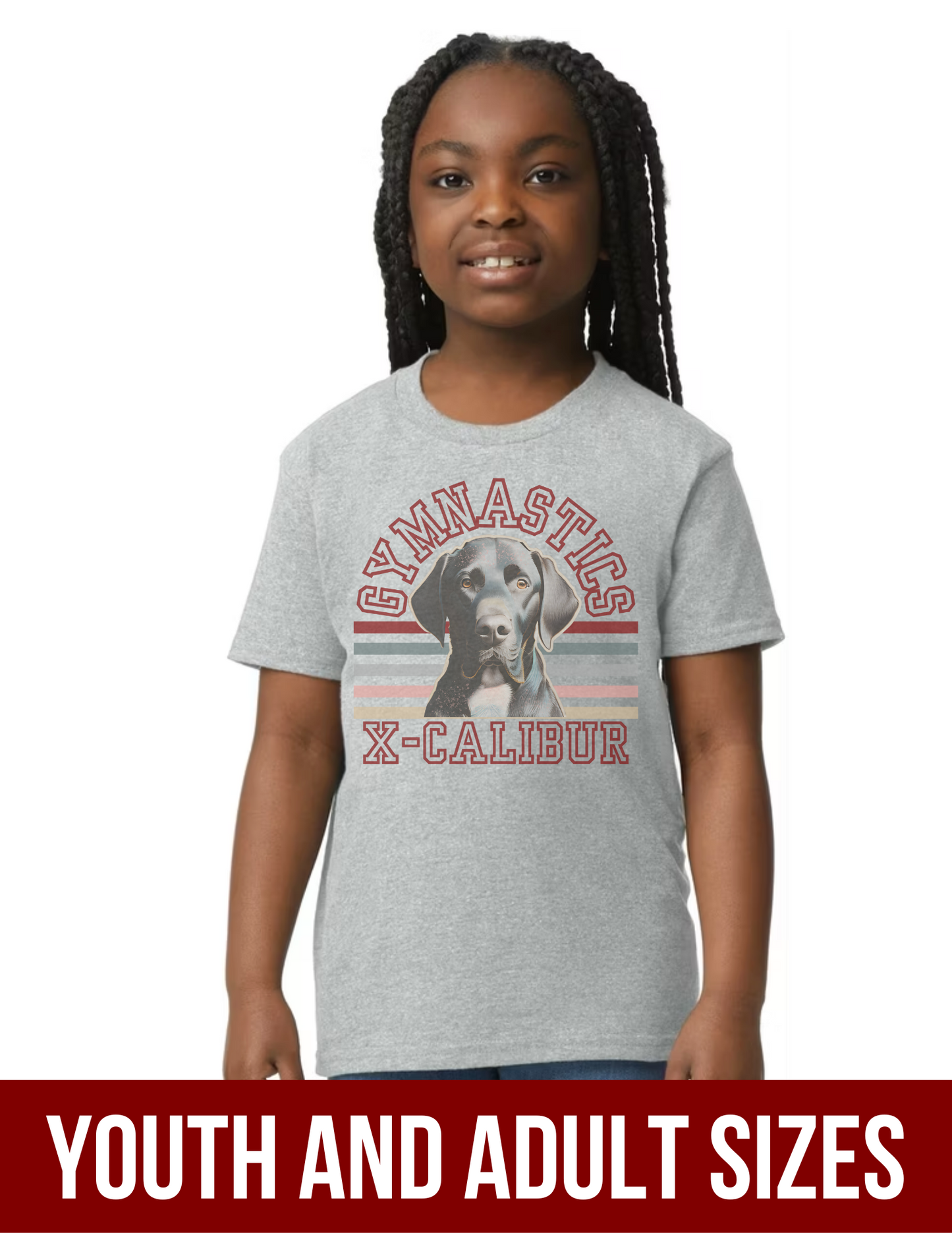 Gymnastics X-Calibur Dog T-shirt-Youth and Adult Sizes
